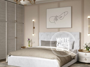 Кровать Велюр Виорина белая/WhiteCactus