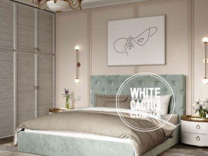 Кровать Велюр Виорина серая/WhiteCactus