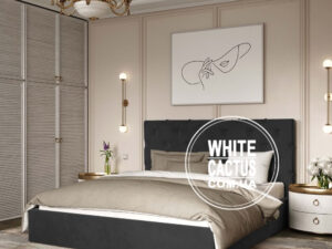 Кровать Велюр Виорина тёмно серая/WhiteCactus
