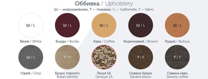 Цвета оббивки